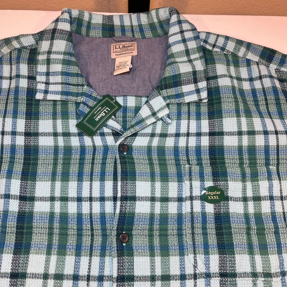 NEW NWT LL Bean Rugged Waffle Camp Shirt Sz Mens 3XL $59.95
